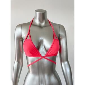 Vitamin A Bikini Top XS Swimwear Serra Keyhole Triangle Wrap Neon Coral